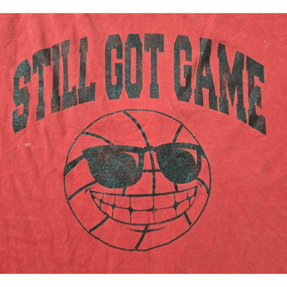 Vtg Red Still Got Game Cut Sleeveless Tee Basketball Graphic Number 6 Humor 80s?
